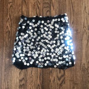 Sheri Bodell black sequins mini skirt. 100% Silk. XS